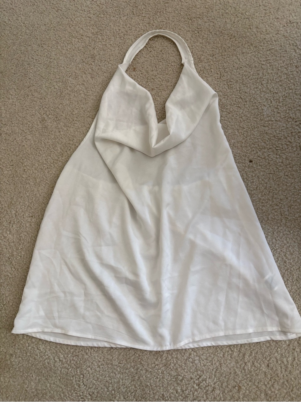 SHEIN White Sleeveless Halter Top with Cowl Neck